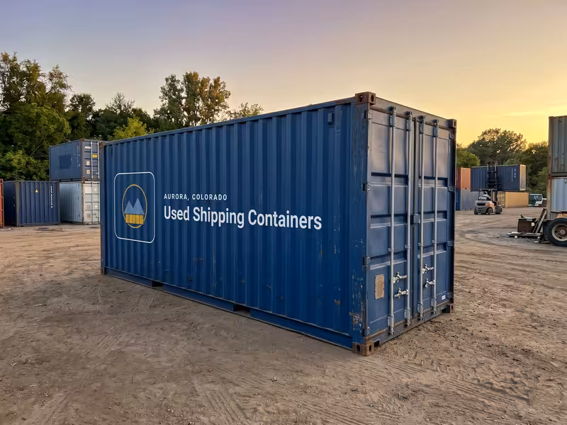 40ft High Cube Cargo Worthy used shipping container at the Aurora, Colorado yard