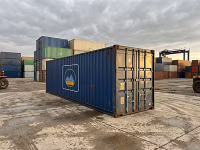 40ft High Cube Wind & Water Tight used shipping container on the Aurora, Colorado yard