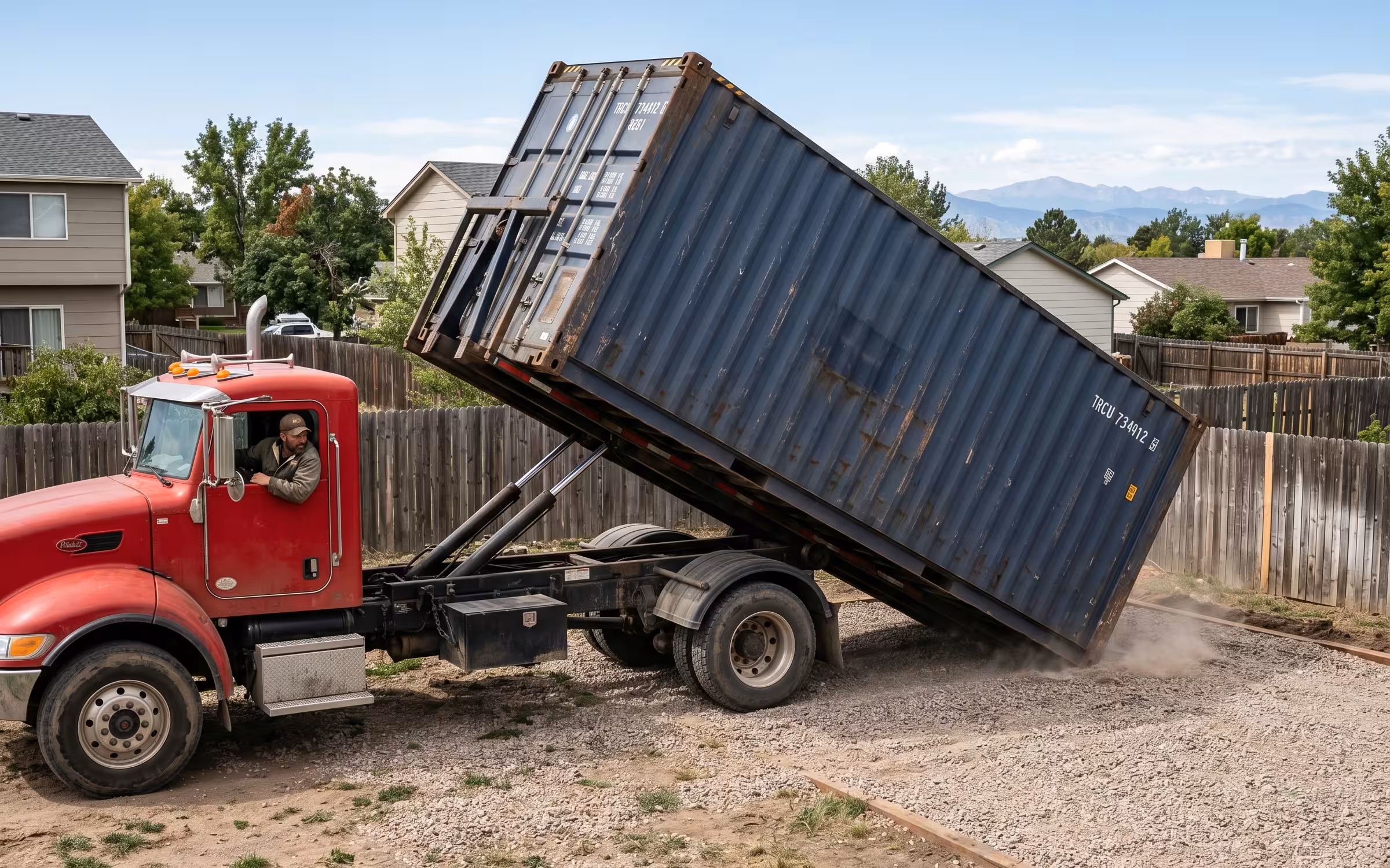 Tilt-Bed Drop container delivery in the Aurora, Colorado area